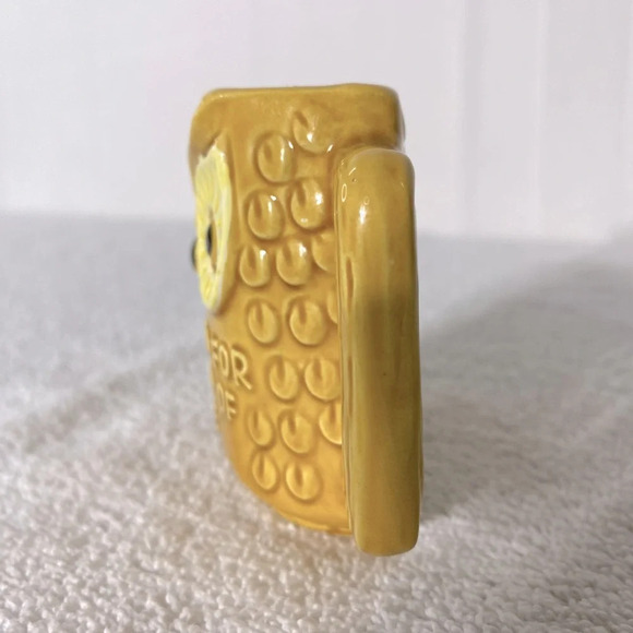 Vintage You Asked For Half A Cup Of Coffee Yellow Ochre Ceramic Owl Half Mug - Picture 4 of 13
